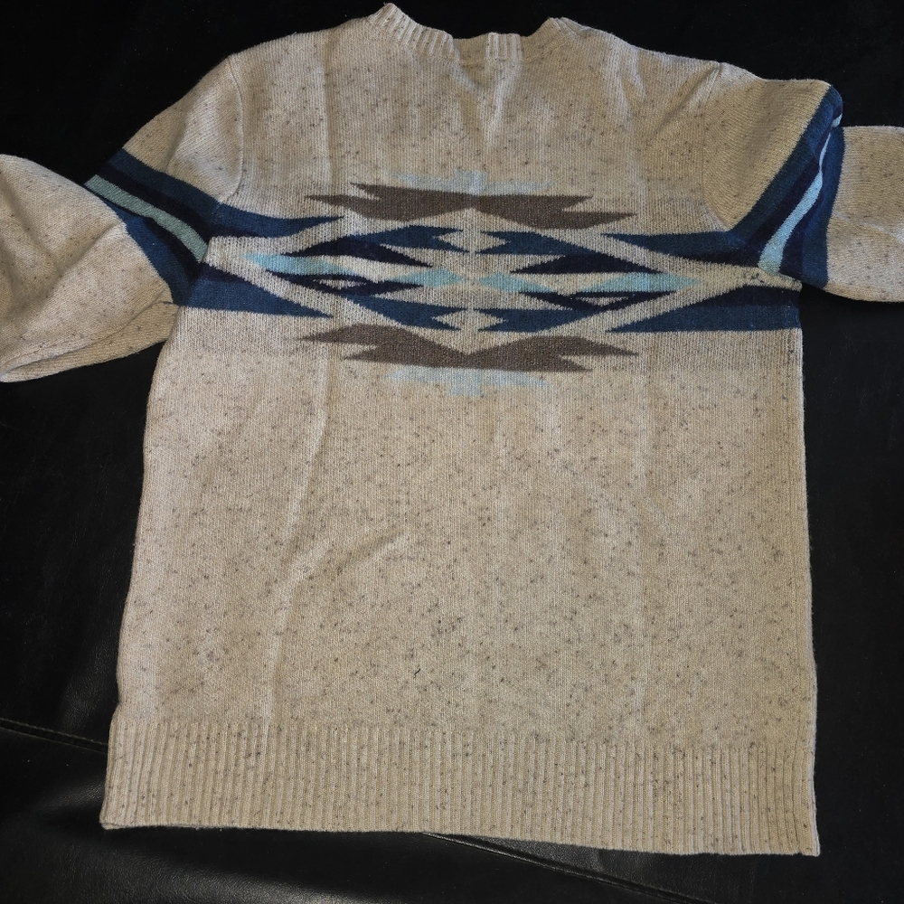 Pendleton Wool Sweater Beige Aztec Pattern - Picture 7 of 10
